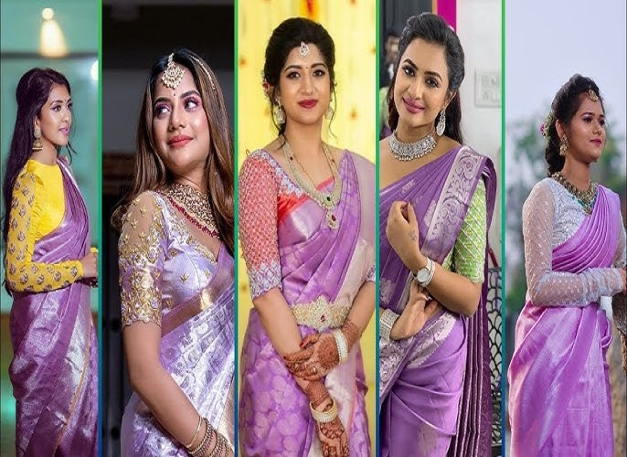 lavender colour saree