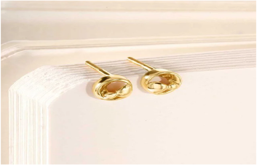 Swirl Muse Gold Stud Earrings